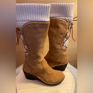Ugg Lace in back ~ sweater cuff wedge heel boots ~ Size 6